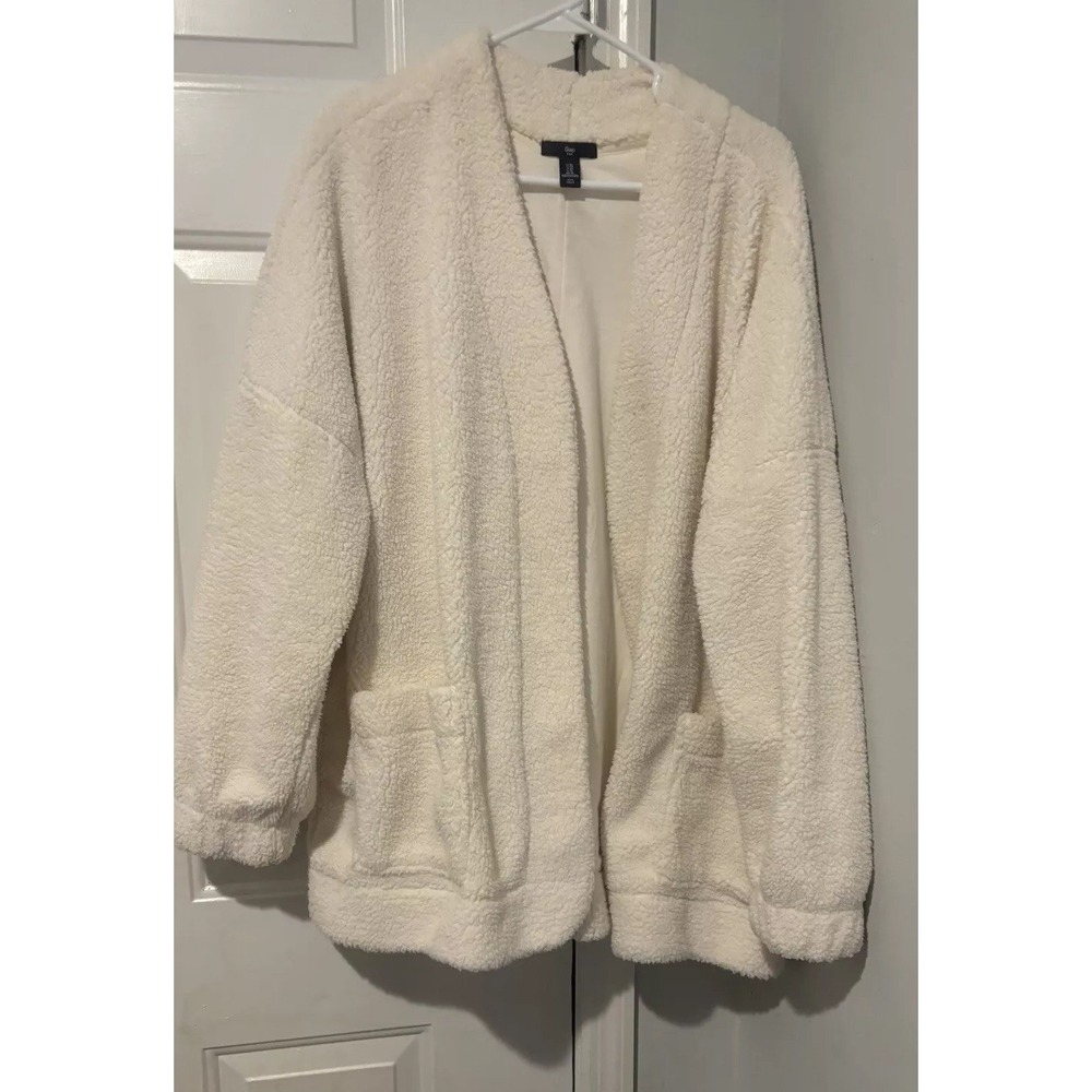 Long Sleeve Open Sherpa Jackets GAP size XL color Snow‎ White